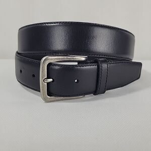 FRYE Genuine Leather Belt Men 38" Black Feather Edge Antique Nickel Buckle EUC